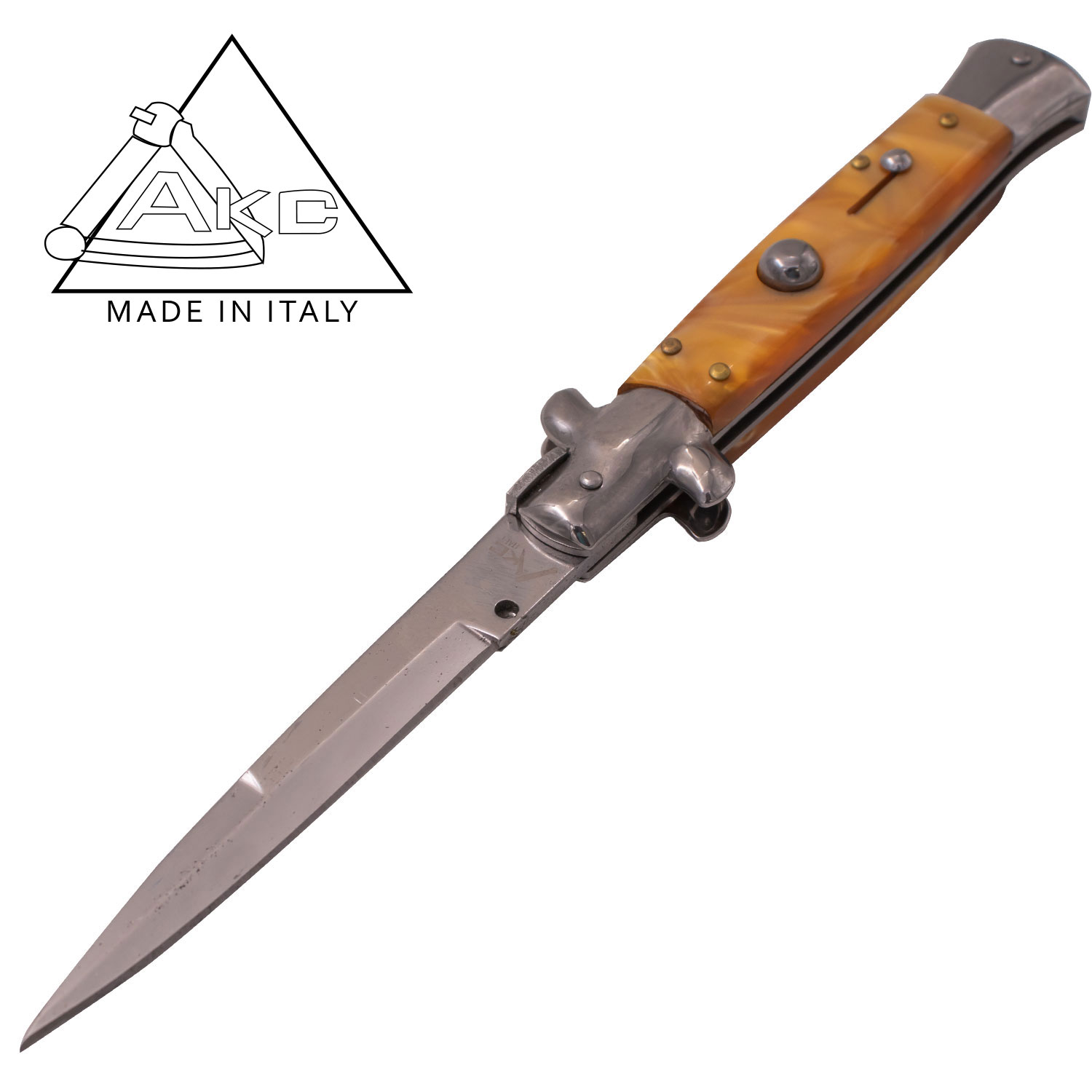 AKC 9 Inch Automatic Stiletto Italiano Button Push Knife (Golden Pearl)